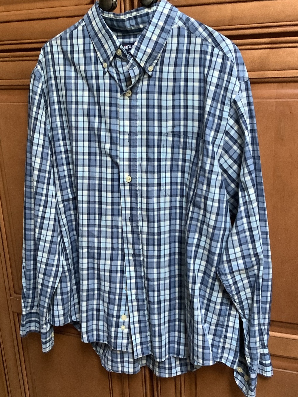 Puritan Blue and White Plaid Button-Down Shirt